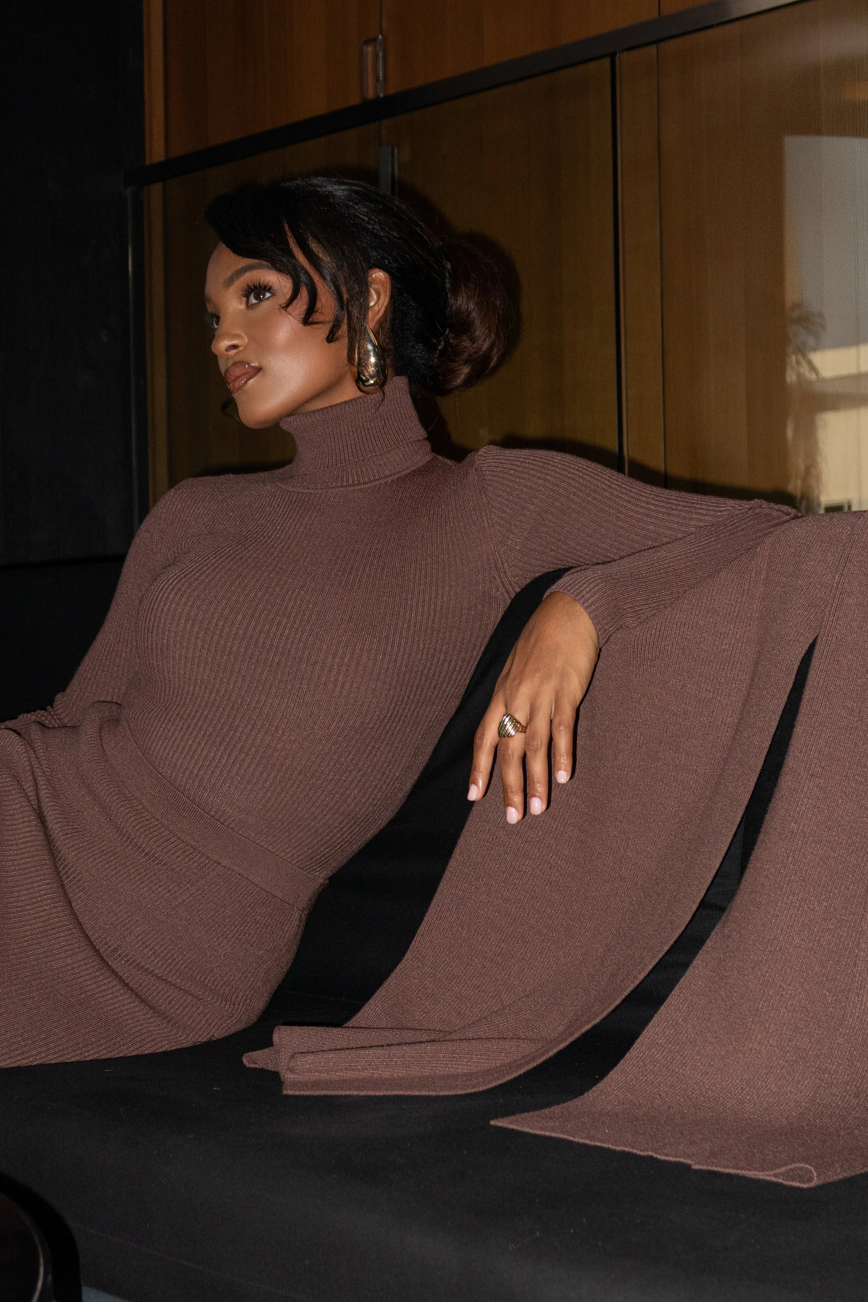 Chocolate Arlett Turtleneck Bodysuit