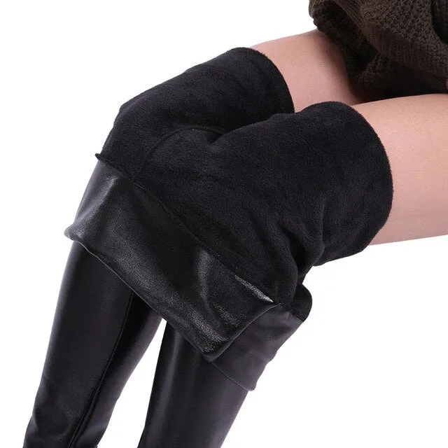 CHRLEISURE Women Winter Faux Leather Pants