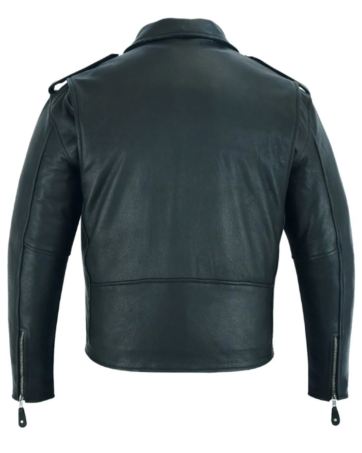 Classic Biker Police Motorcycle MC Jacket Concealed Gun Pockets Soft Cowhide Leather Heavy Duty