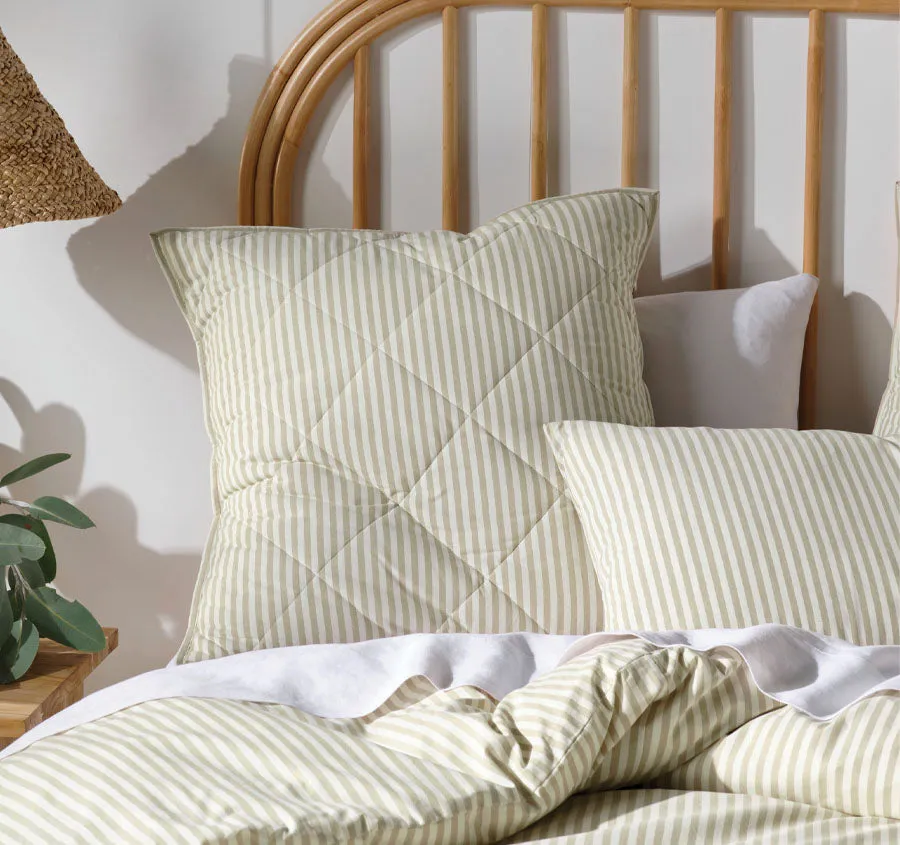 Classic Stripe European Pillowcase Pebble