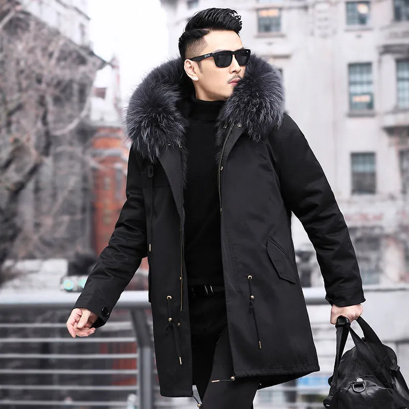 Coat Winter High Quality Fashion With Hooded Lined Thick Warm Parkas Outerwear Mid-length With Long