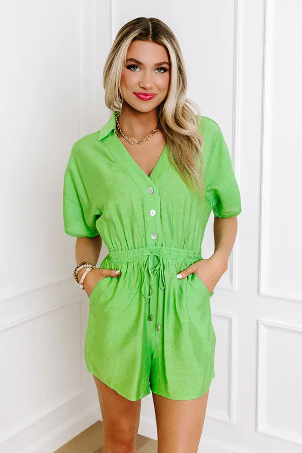 Colorful Coastline Romper in Lime