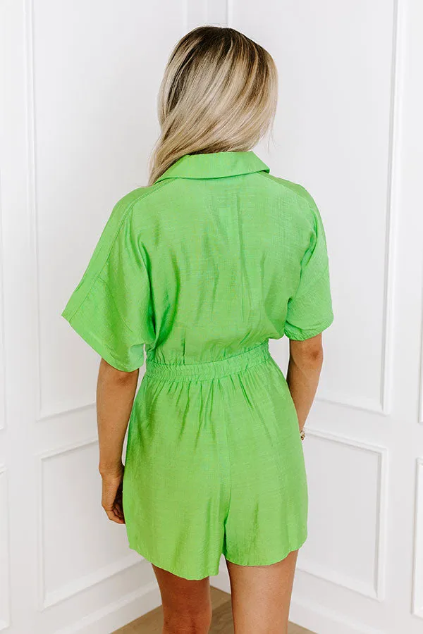 Colorful Coastline Romper in Lime