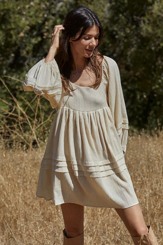 Cream Linen Babydoll Dress