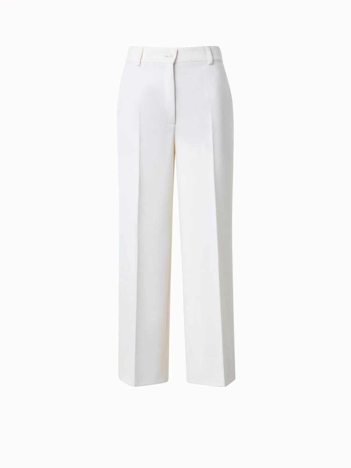 Cropped Straight Wool Tricotine Pants