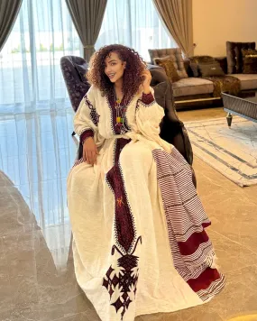 Cultural Splendor: Habesha Kemis in Fetil Fabric Habesha Dress