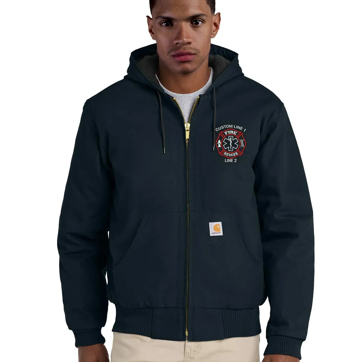 Customized Carhartt® Quilted-Flannel Jacket with Fire Rescue Embroidery