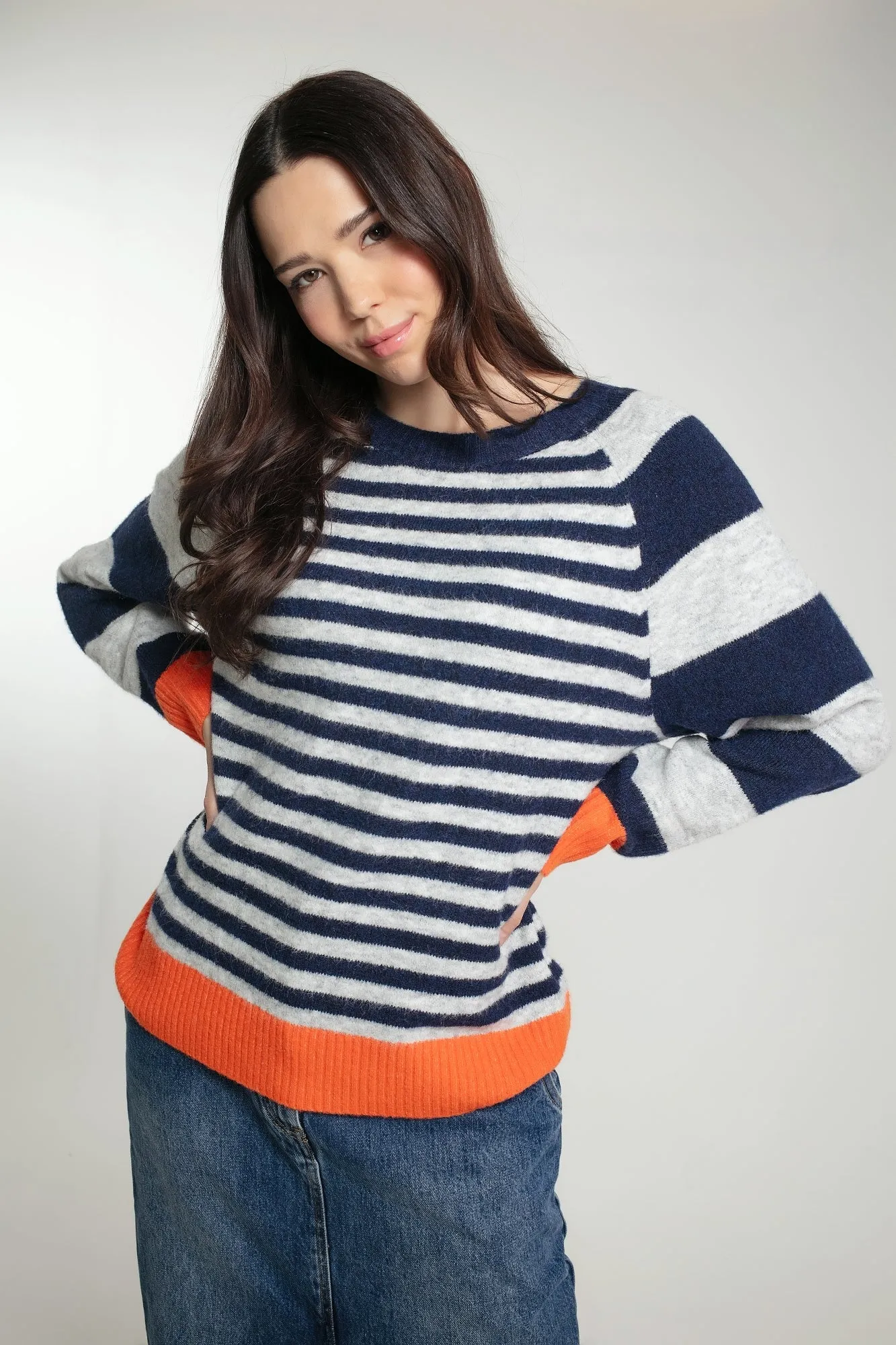 CYNTHIA STRIPE JUMPER IN NAVY MIX