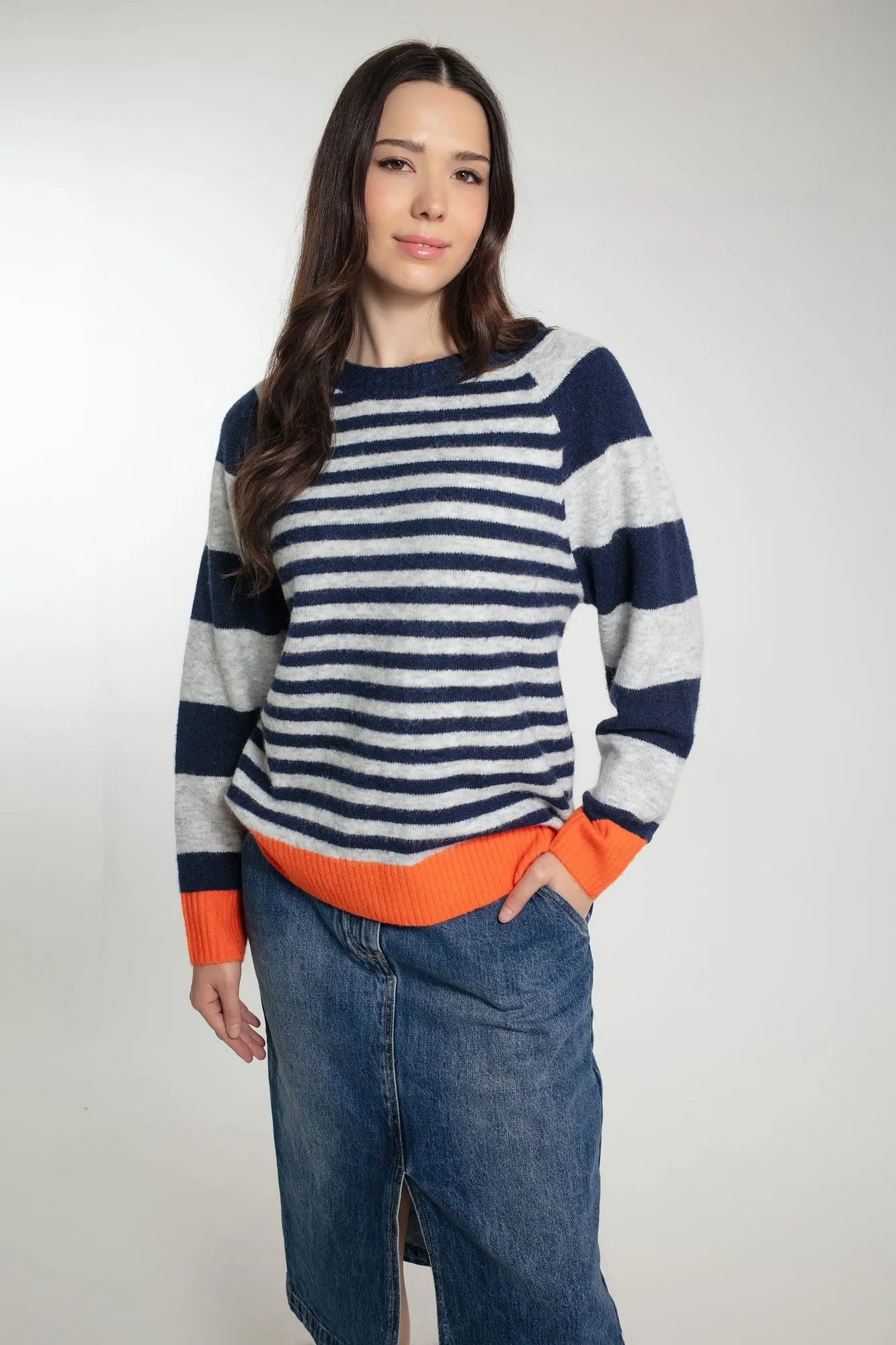 CYNTHIA STRIPE JUMPER IN NAVY MIX