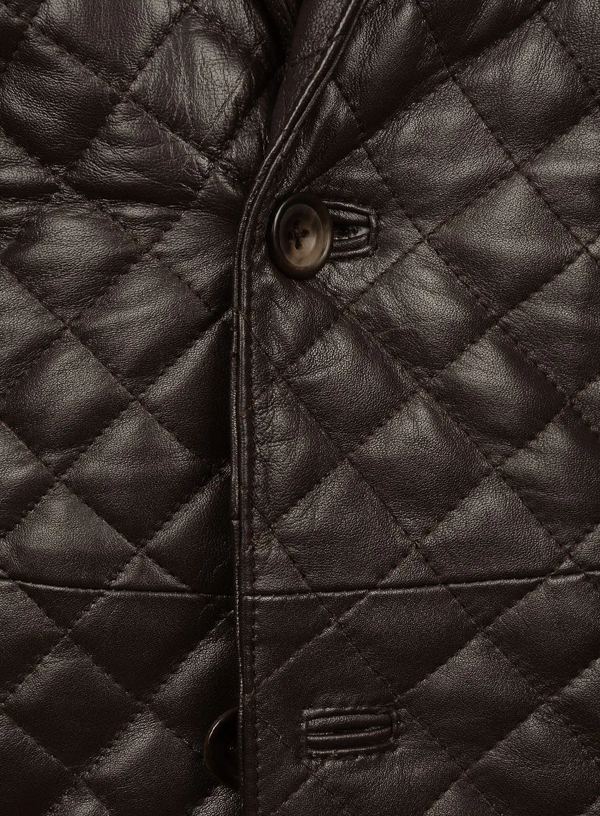 Dark Brown Bocelli Quilted Leather Blazer