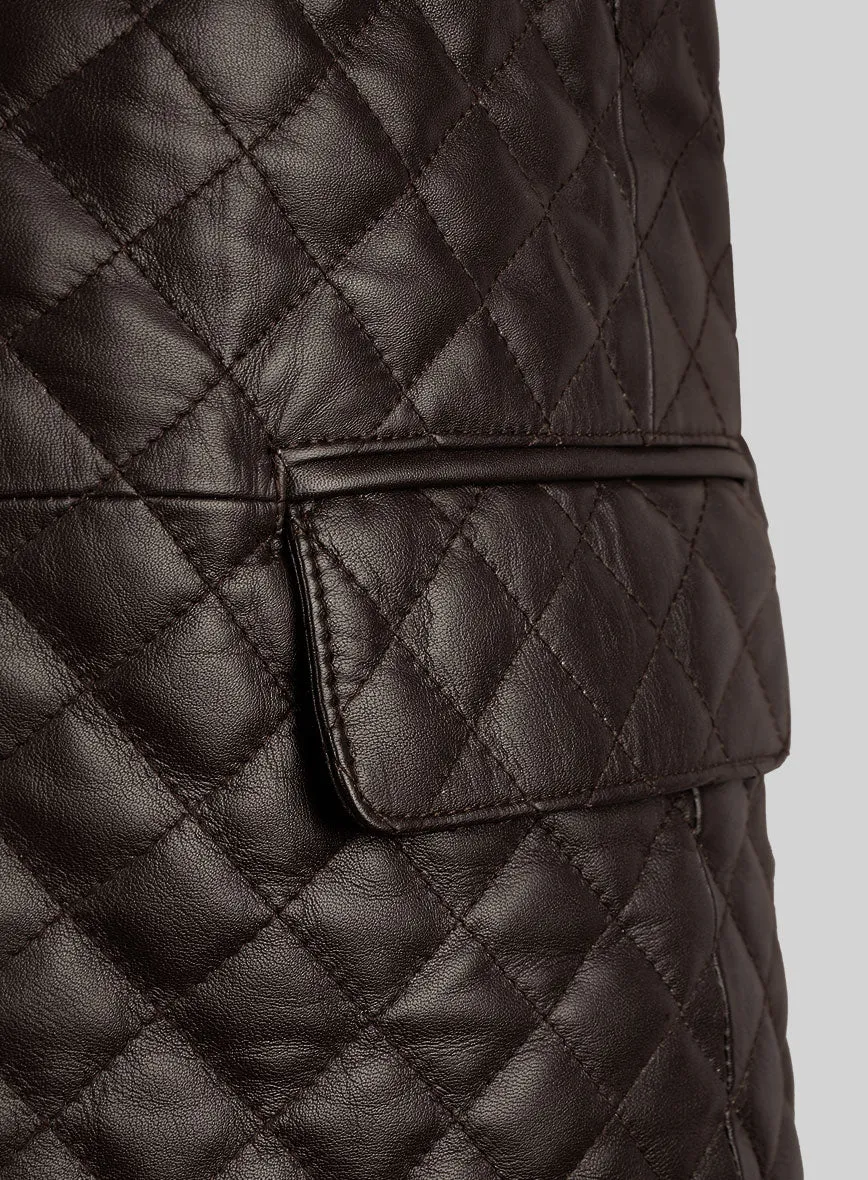 Dark Brown Bocelli Quilted Leather Blazer