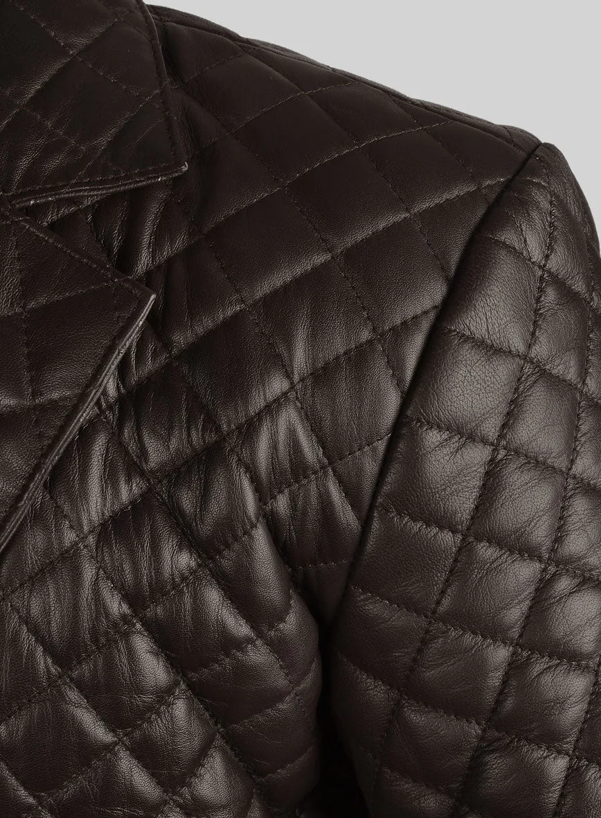 Dark Brown Bocelli Quilted Leather Blazer