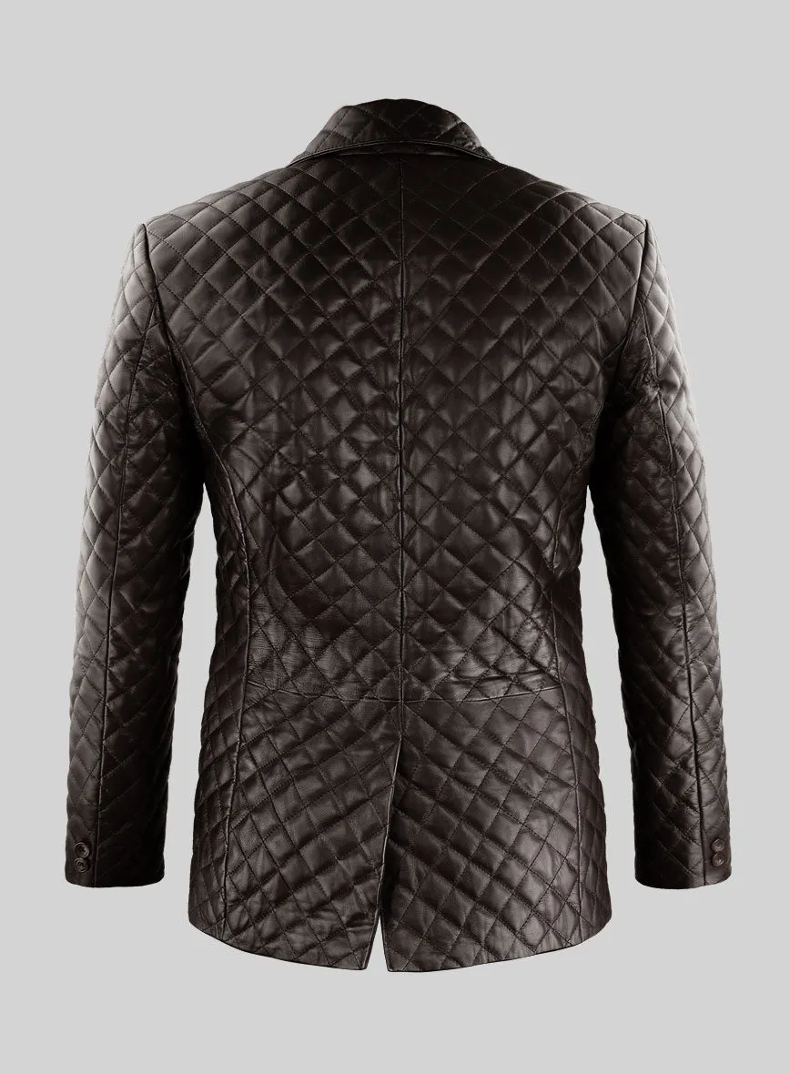 Dark Brown Bocelli Quilted Leather Blazer