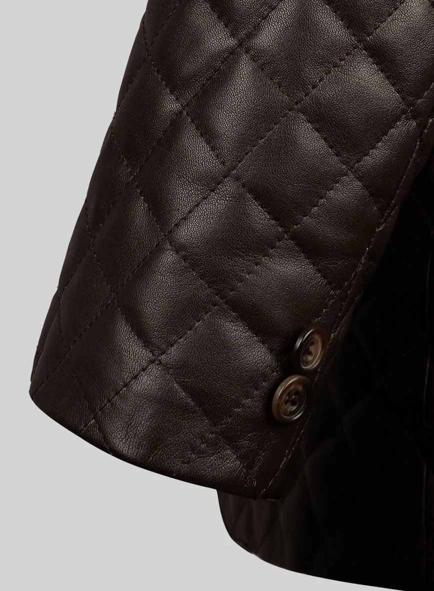 Dark Brown Bocelli Quilted Leather Blazer