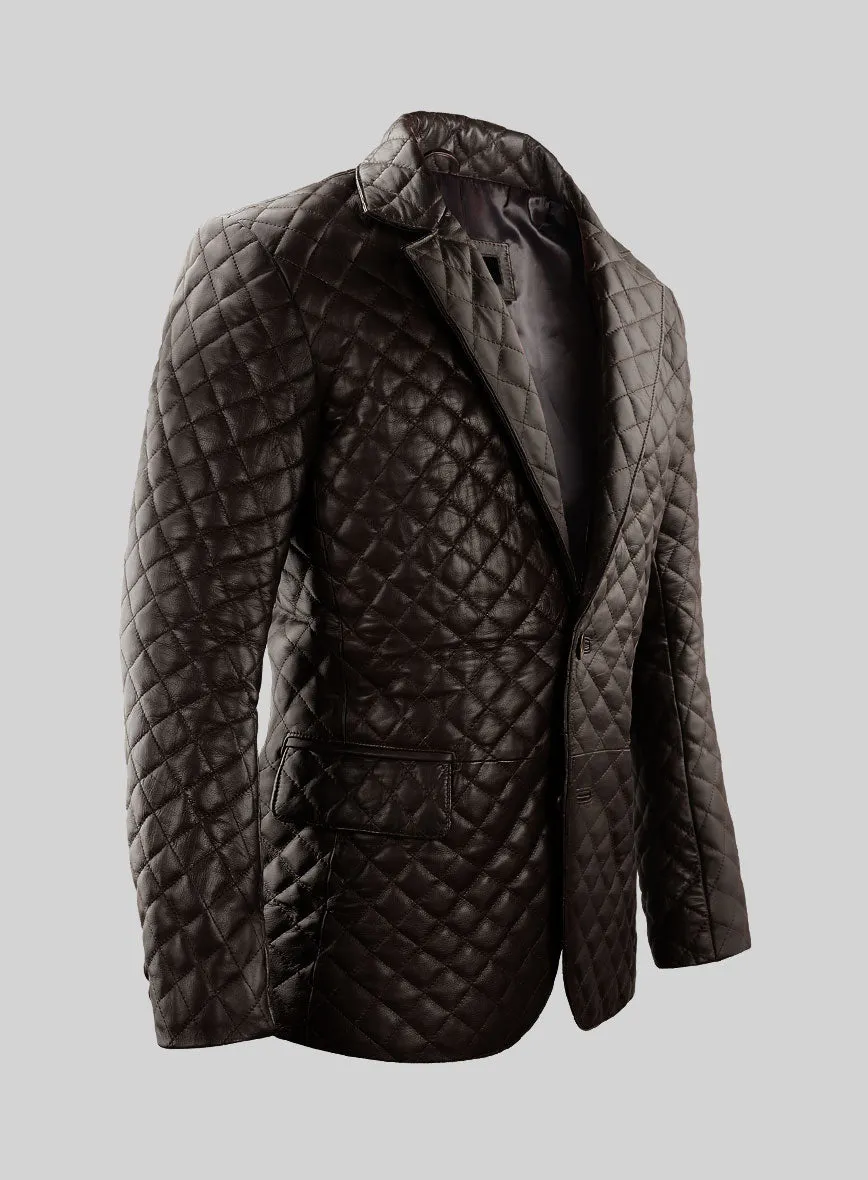 Dark Brown Bocelli Quilted Leather Blazer