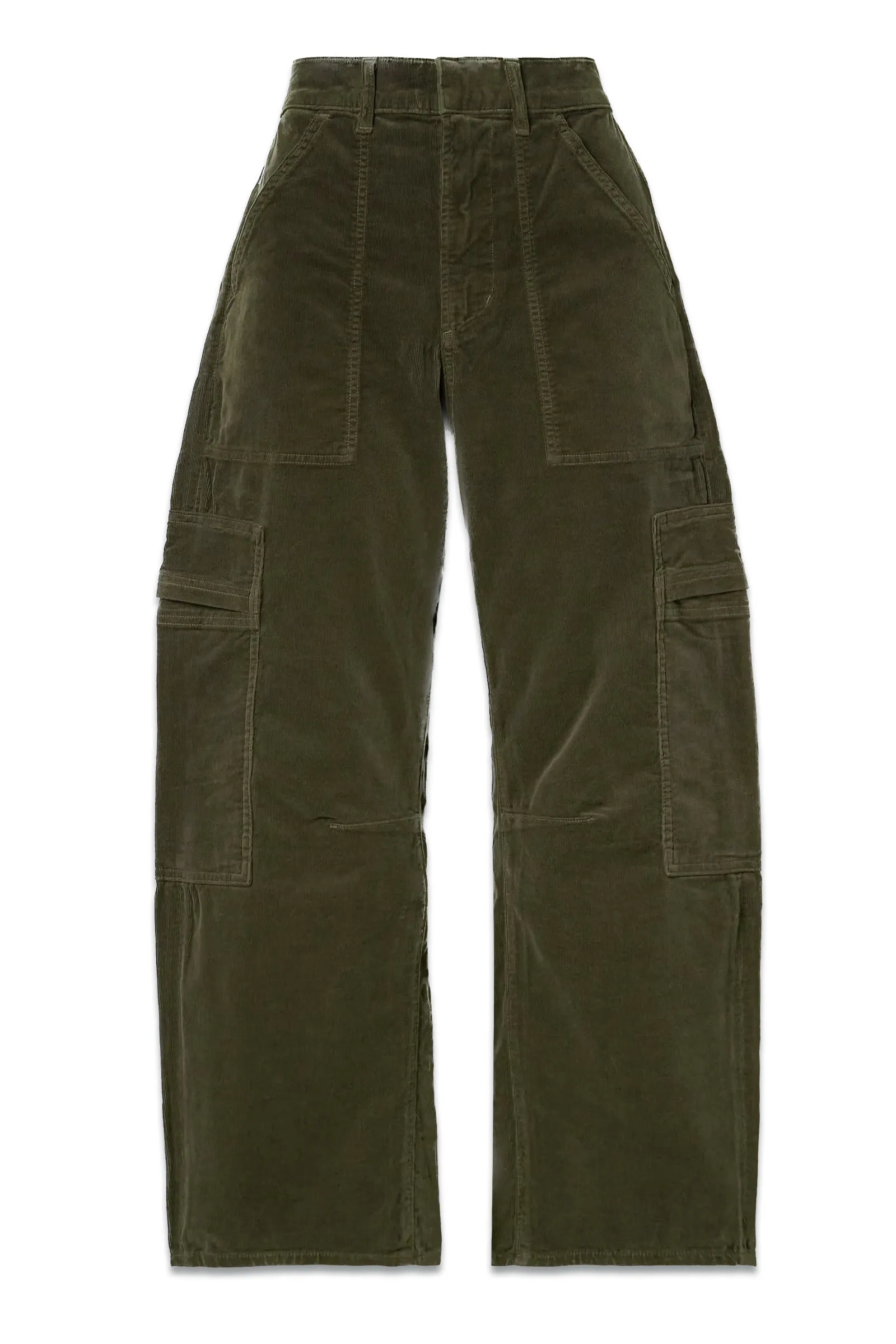 Dark Green Marcelle Cotton-blend Corduroy Wide-leg Cargo Pants