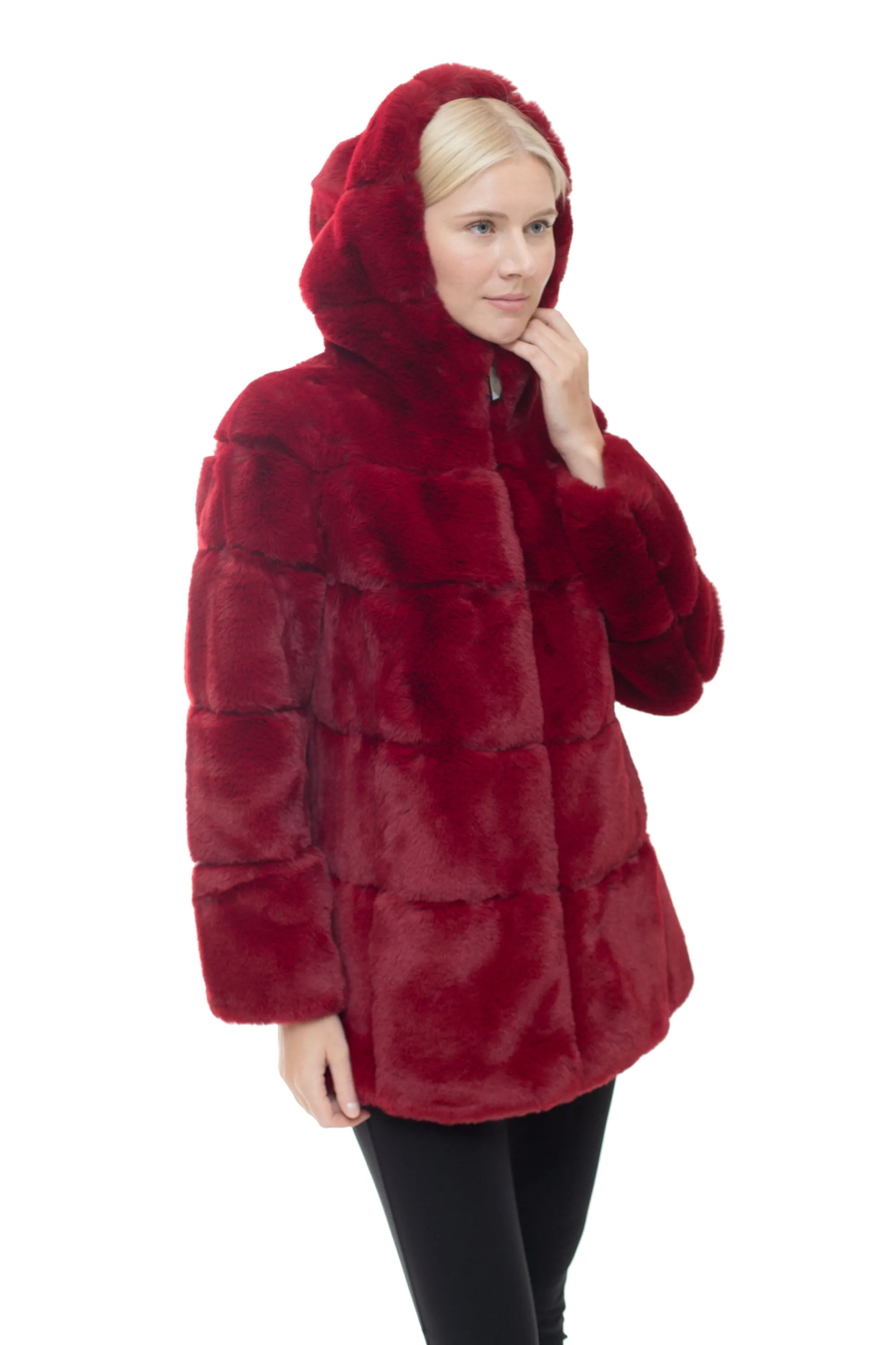 EMERSON - Plush Fur Coat with High Collar and Hood