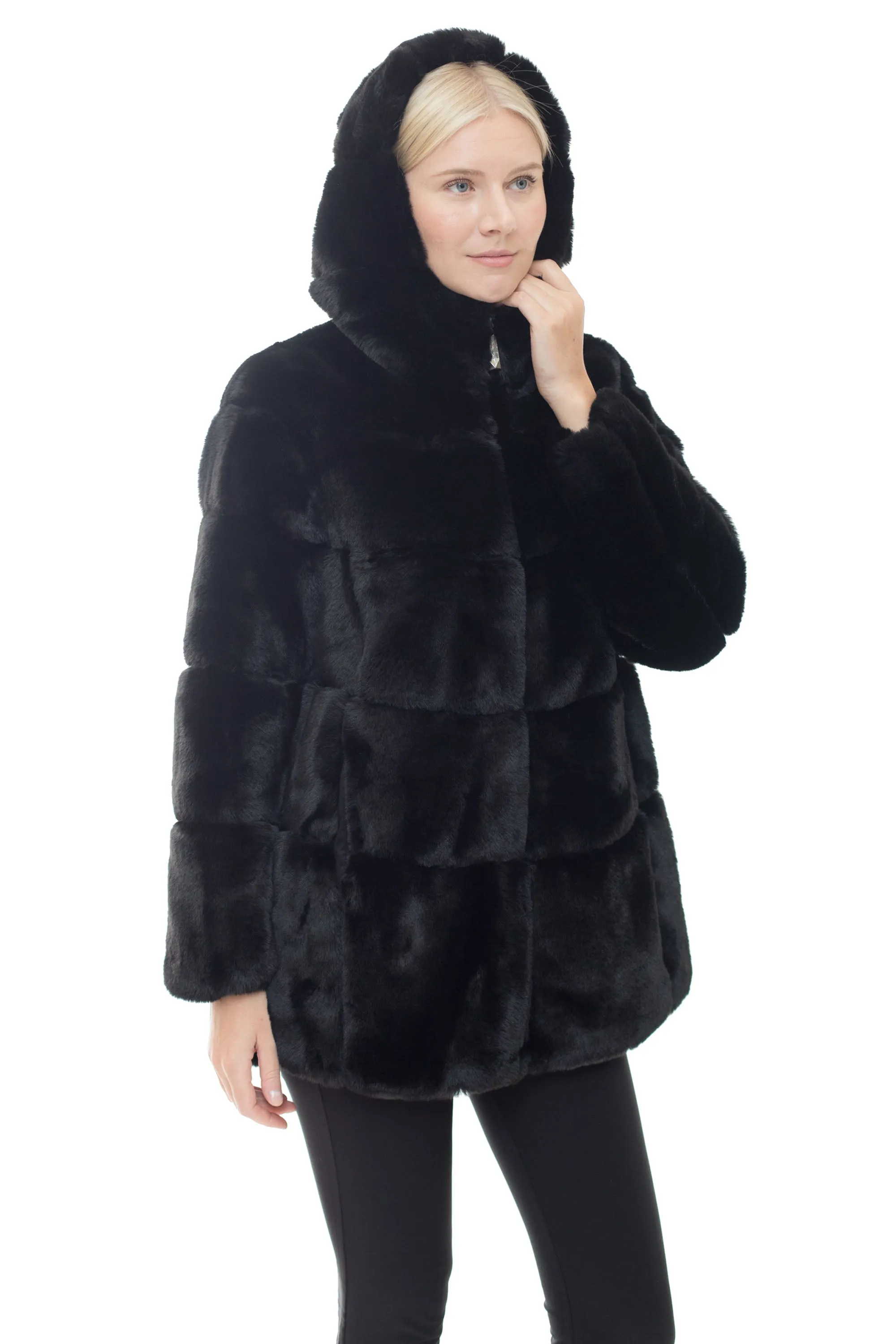 EMERSON - Plush Fur Coat with High Collar and Hood