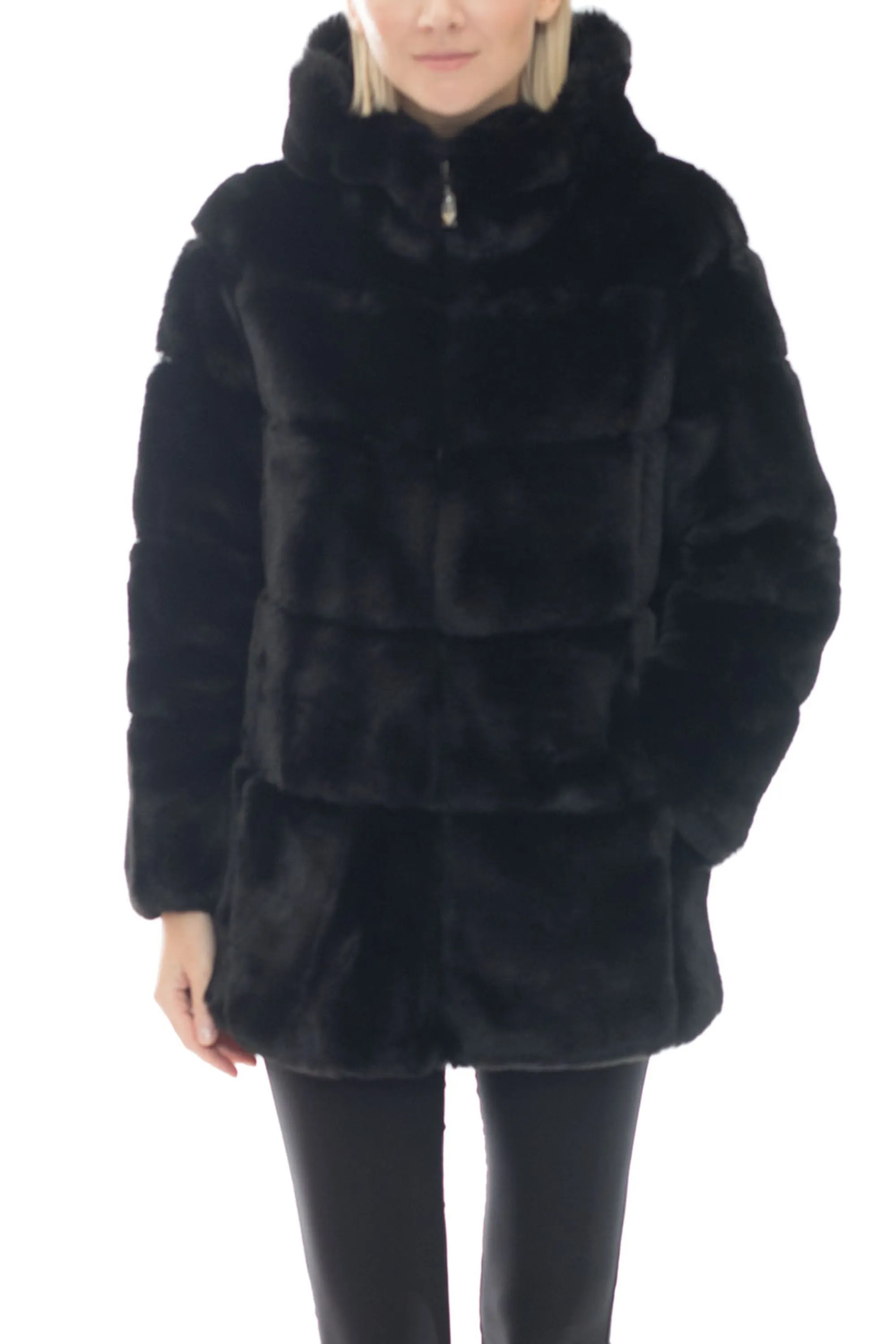 EMERSON - Plush Fur Coat with High Collar and Hood