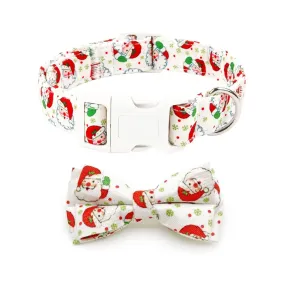 Festive Christmas Dog Collar with Detachable Bow Tie - Large