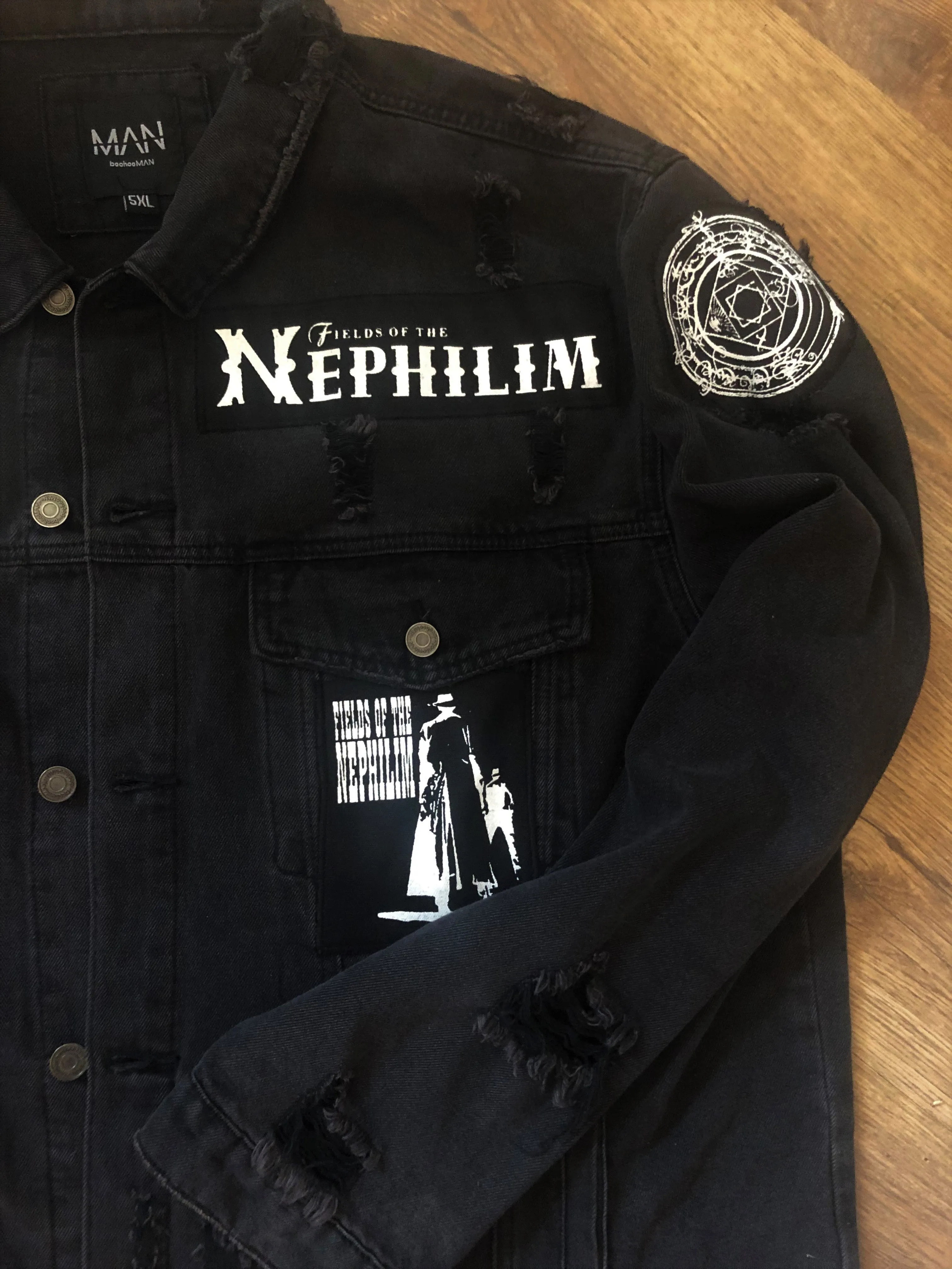 Fields Of The Nephilim Distressed Denim Jacket Dawnrazor Elizium Psychonaut