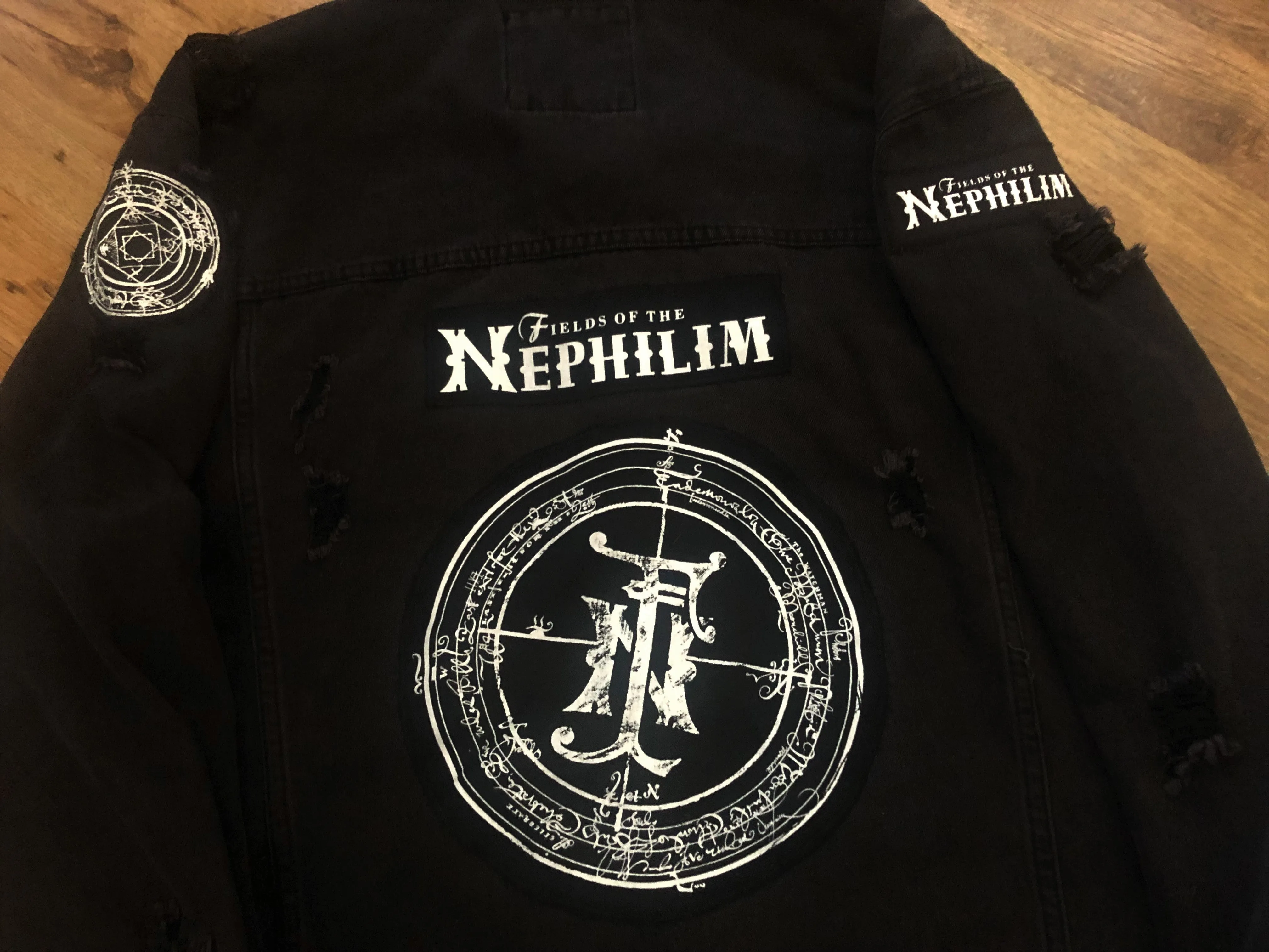 Fields Of The Nephilim Distressed Denim Jacket Dawnrazor Elizium Psychonaut