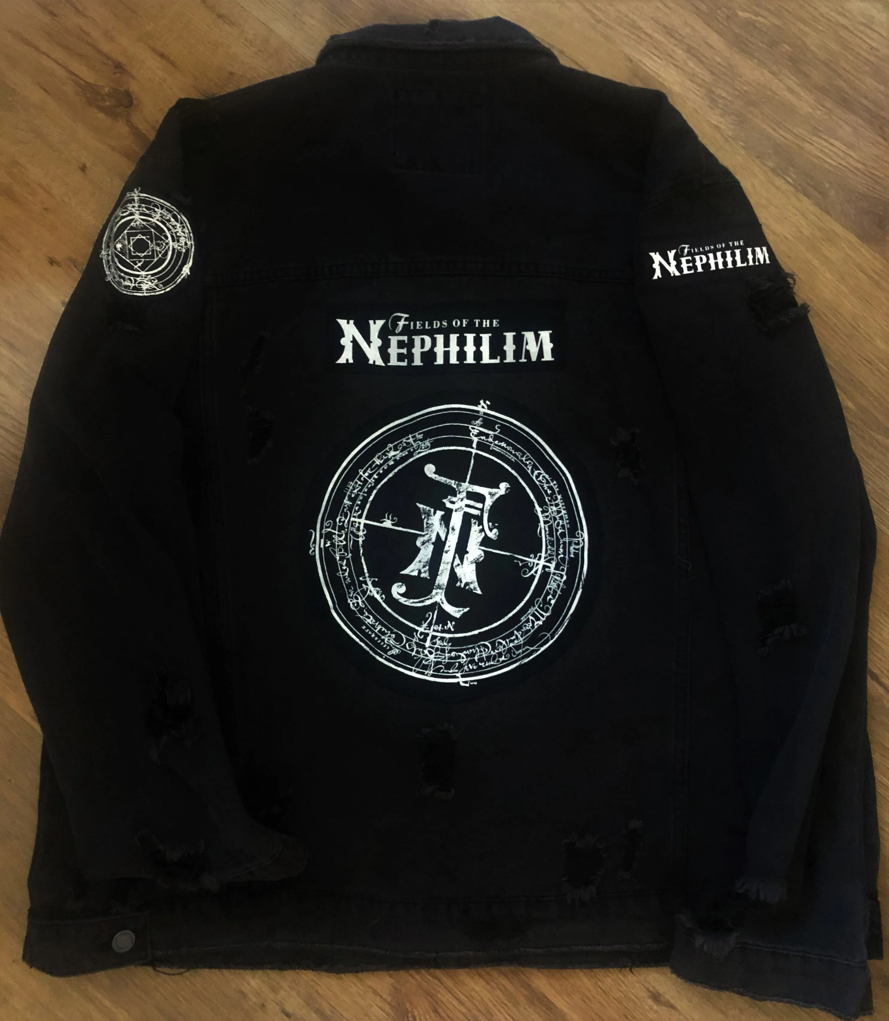 Fields Of The Nephilim Distressed Denim Jacket Dawnrazor Elizium Psychonaut