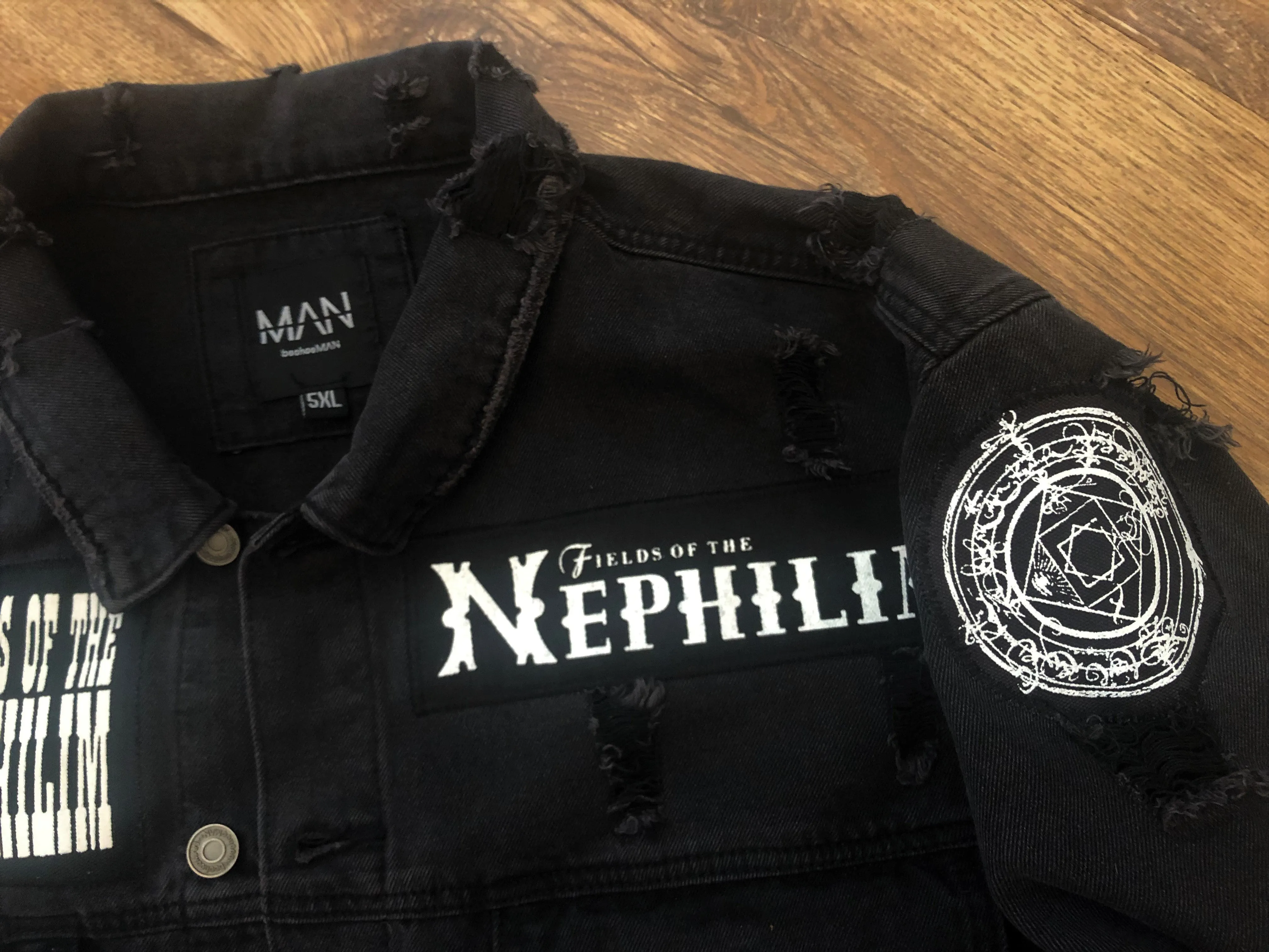 Fields Of The Nephilim Distressed Denim Jacket Dawnrazor Elizium Psychonaut