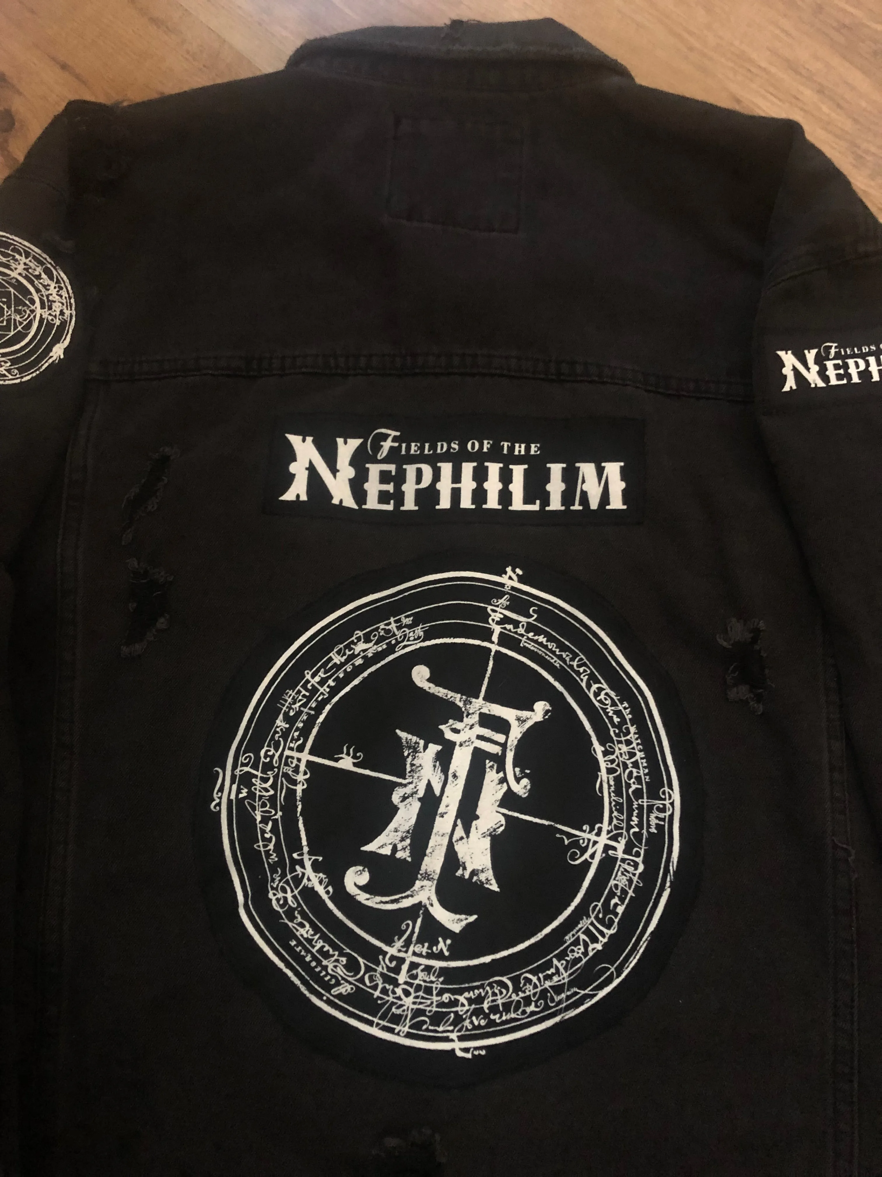 Fields Of The Nephilim Distressed Denim Jacket Dawnrazor Elizium Psychonaut