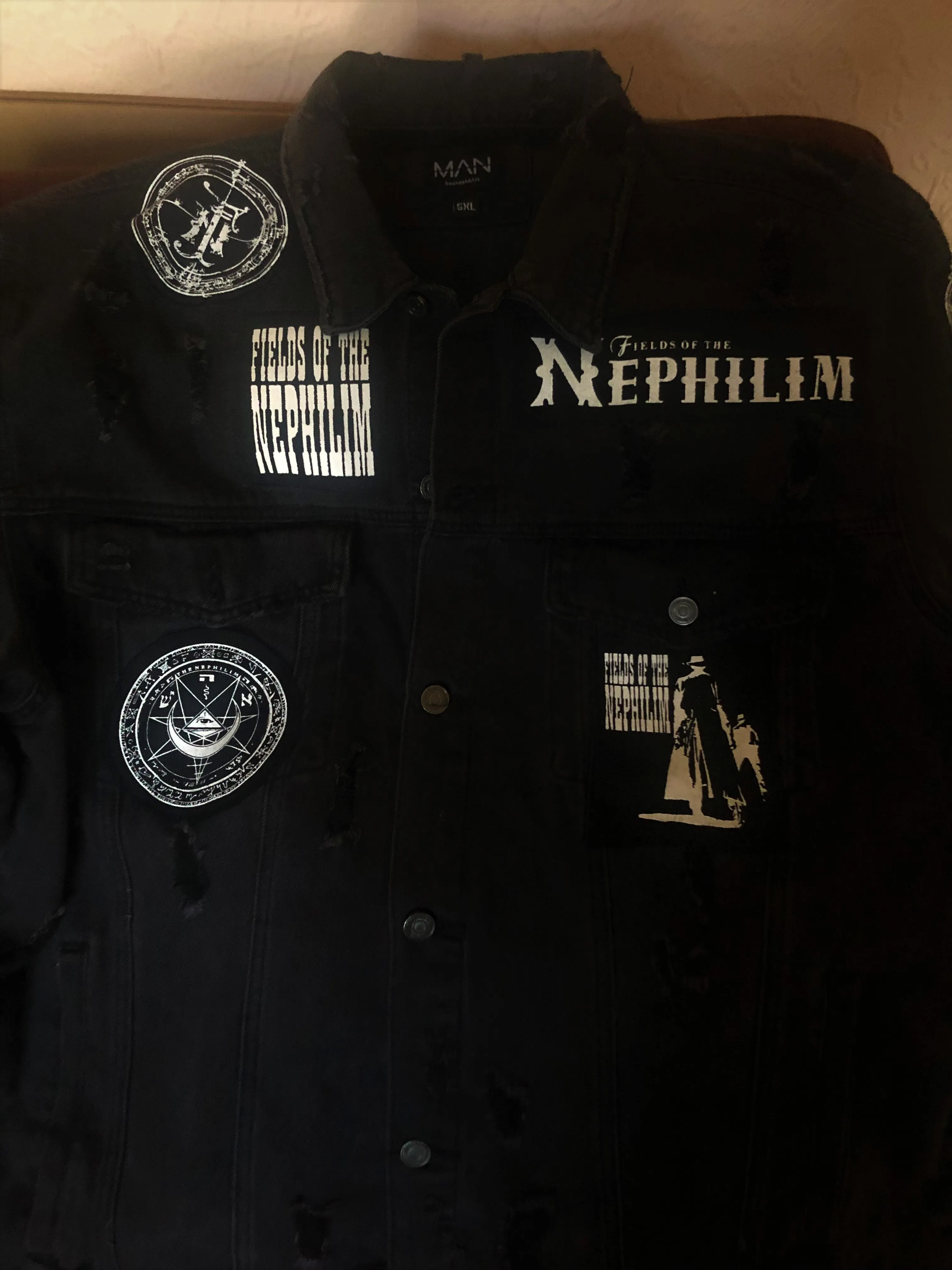 Fields Of The Nephilim Distressed Denim Jacket Dawnrazor Elizium Psychonaut