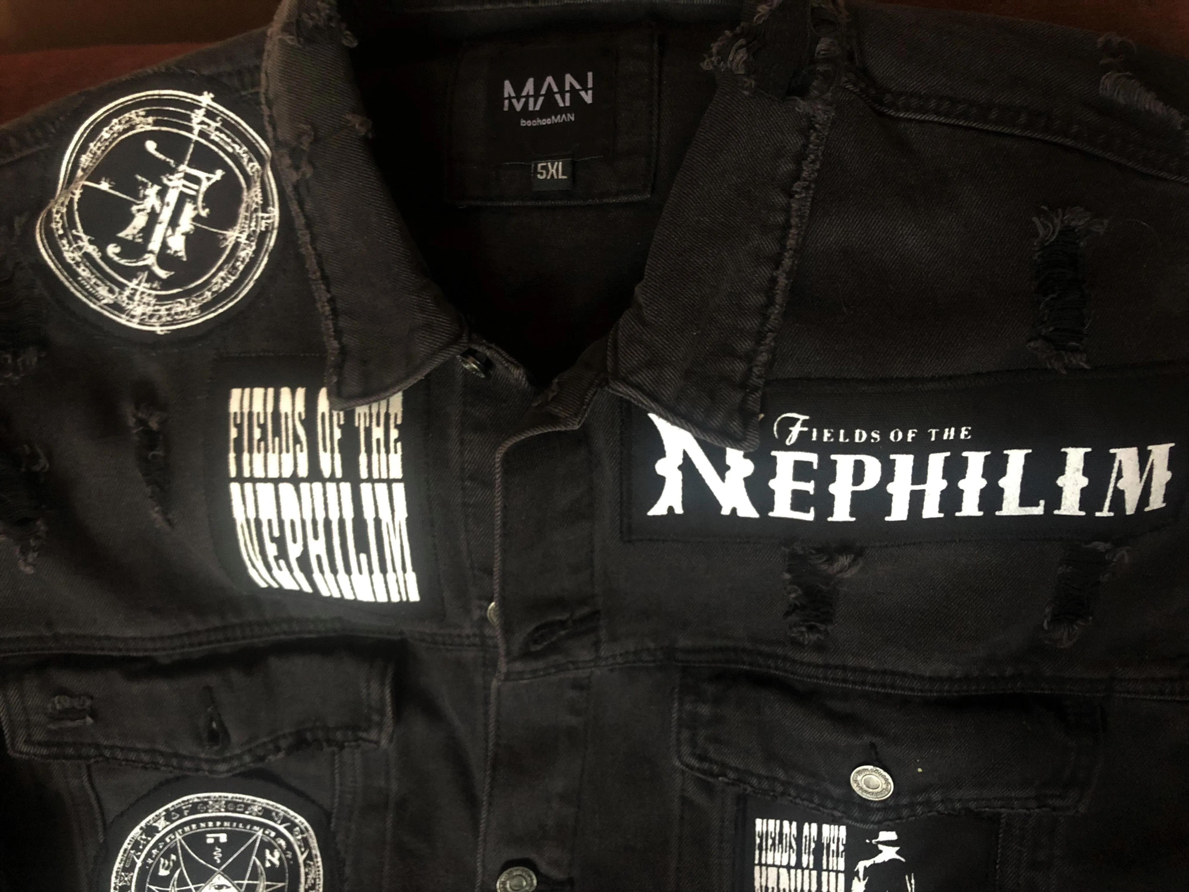 Fields Of The Nephilim Distressed Denim Jacket Dawnrazor Elizium Psychonaut