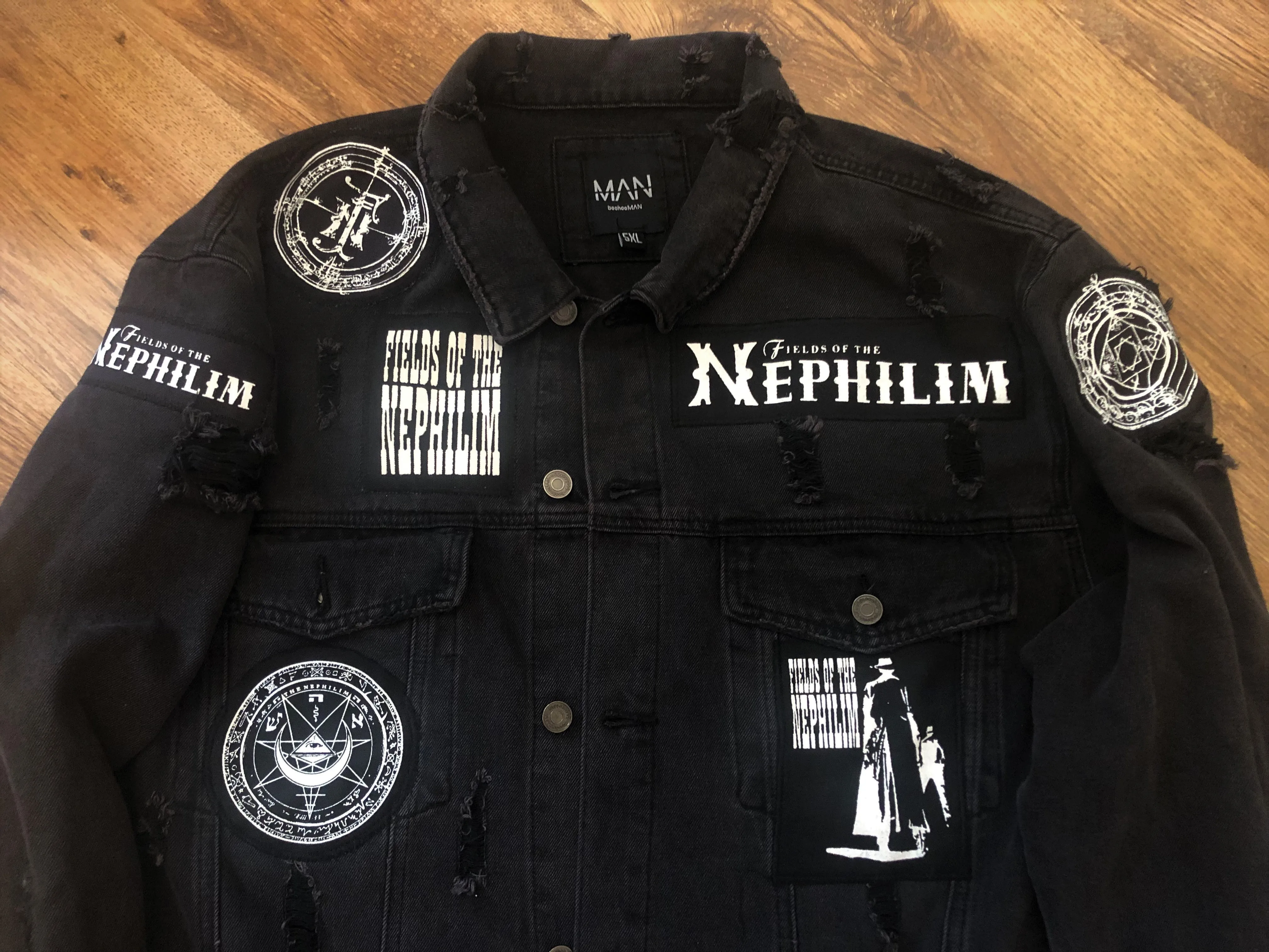 Fields Of The Nephilim Distressed Denim Jacket Dawnrazor Elizium Psychonaut