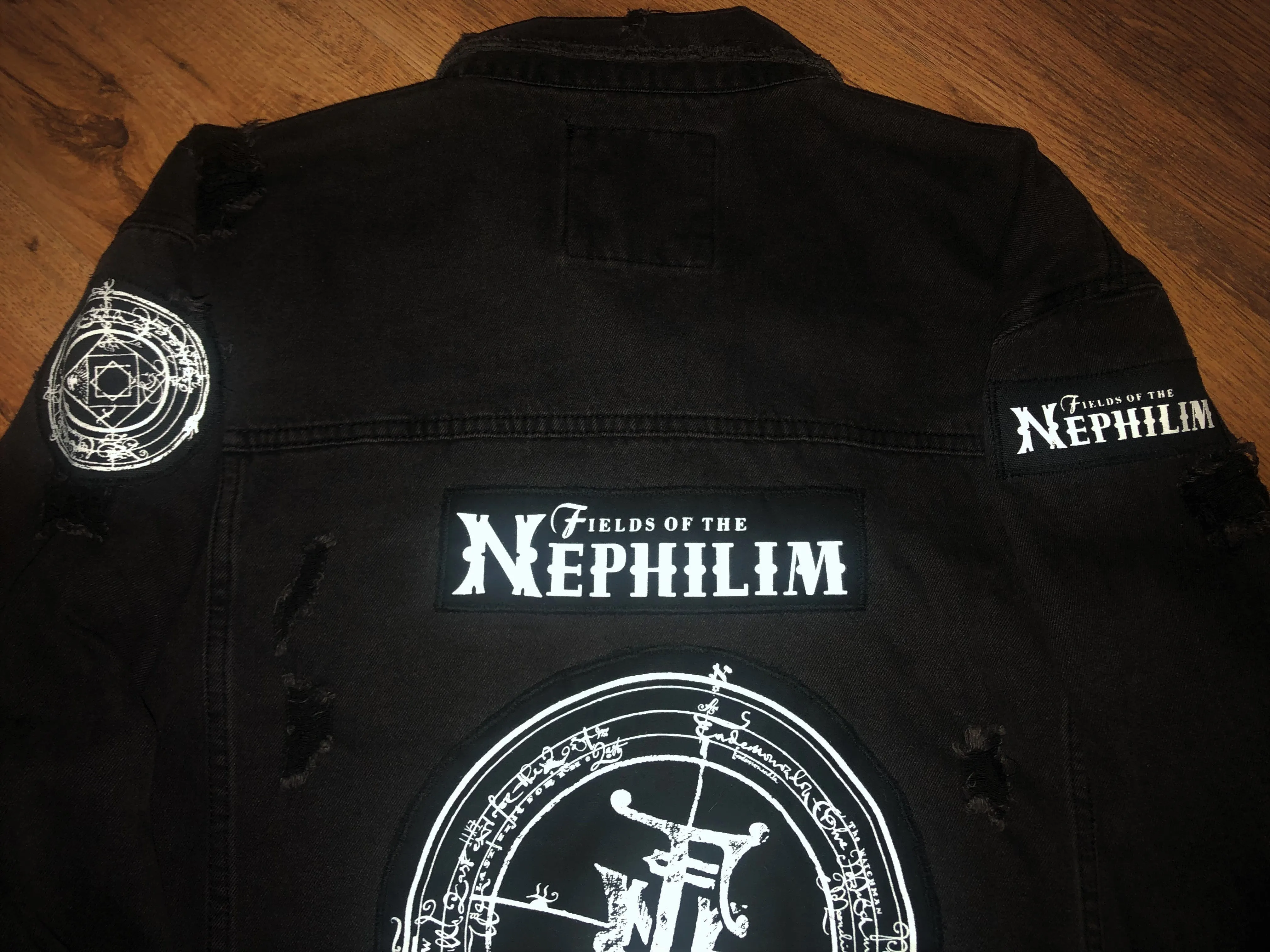 Fields Of The Nephilim Distressed Denim Jacket Dawnrazor Elizium Psychonaut