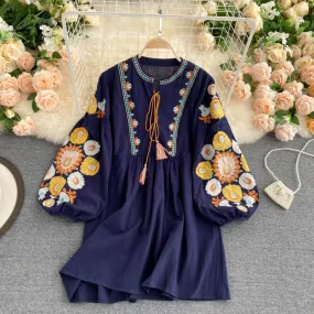 Floral Boho Summer Dress For Women, Hippie Bohemian Mini Dress