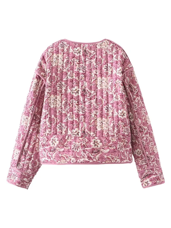 Floral Pink Quilted Jacket Perfect for Everyday Wear