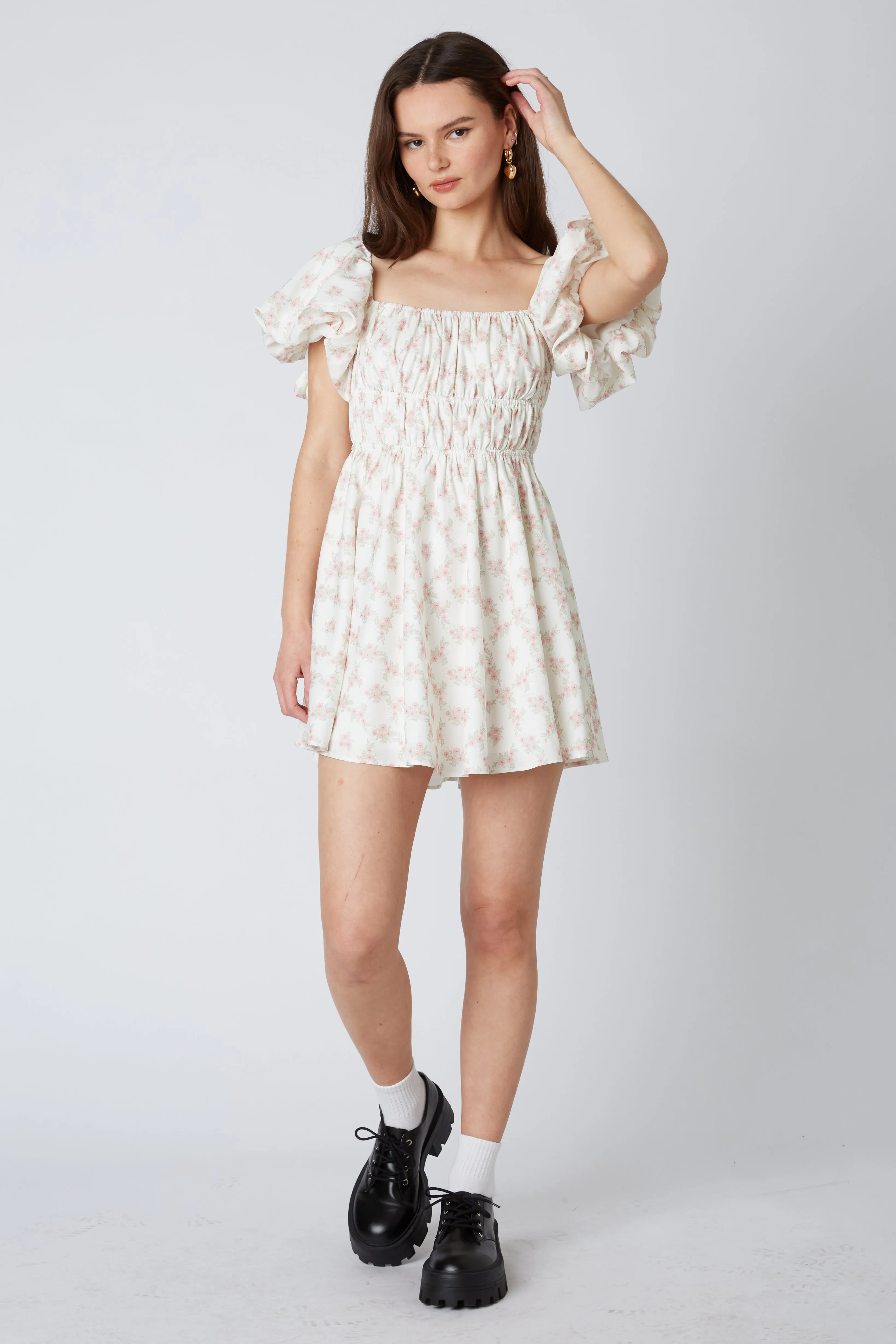 Floral Puff Sleeve Mini Dress