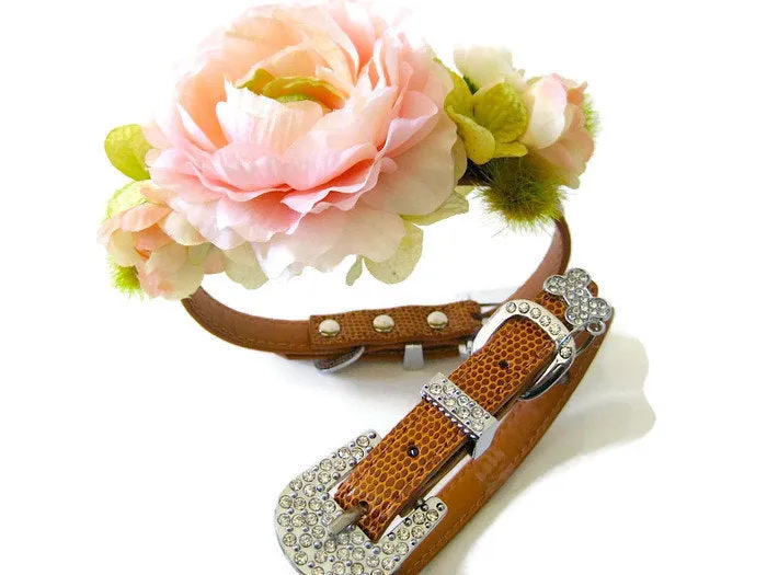 Flower Dog Collar | Blush Pink Rustic