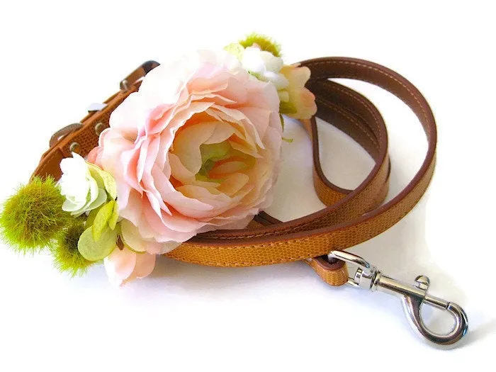 Flower Dog Collar | Blush Pink Rustic