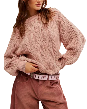 Frankie Cable Jumper in Misty Rose