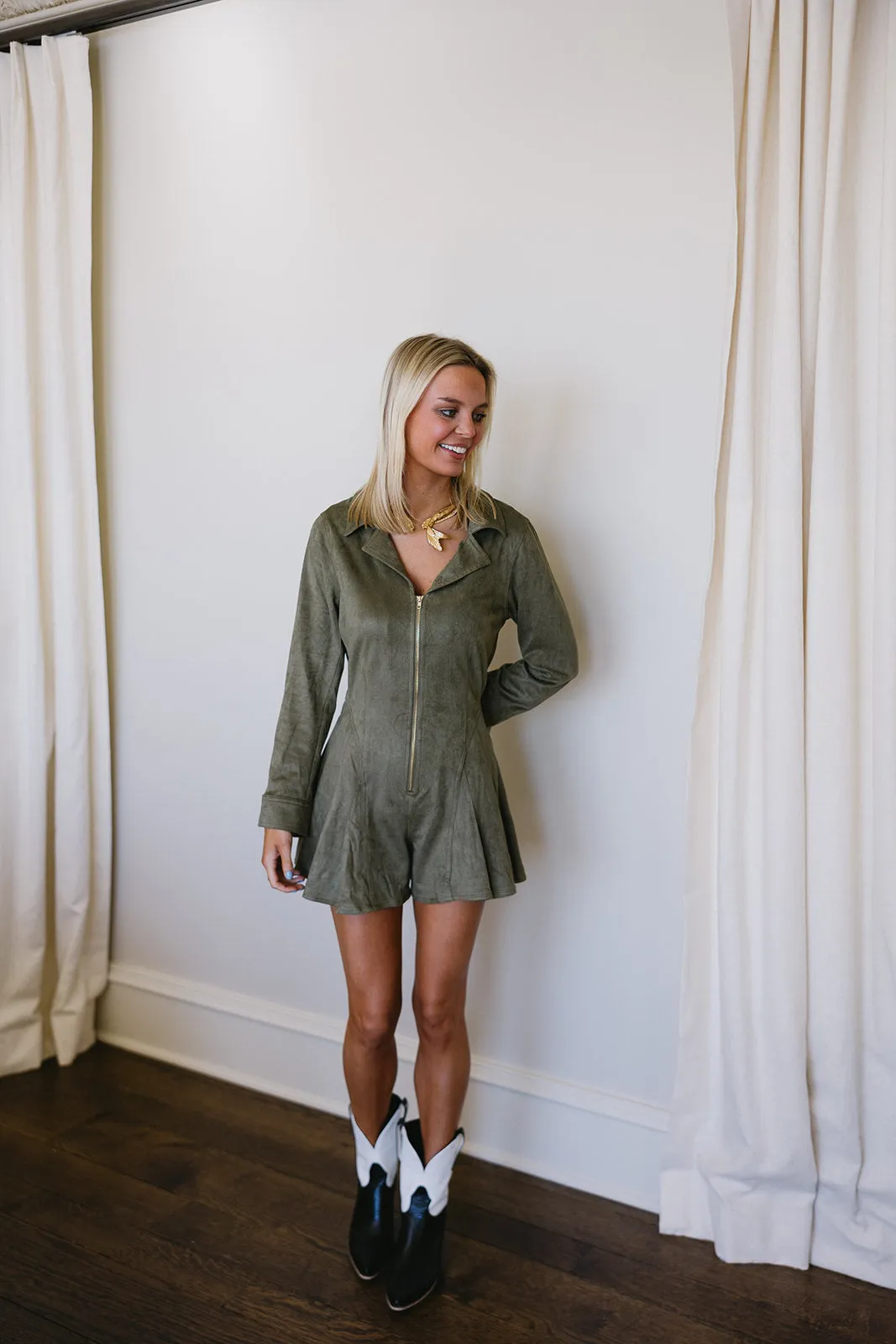 Georgie Romper - Olive