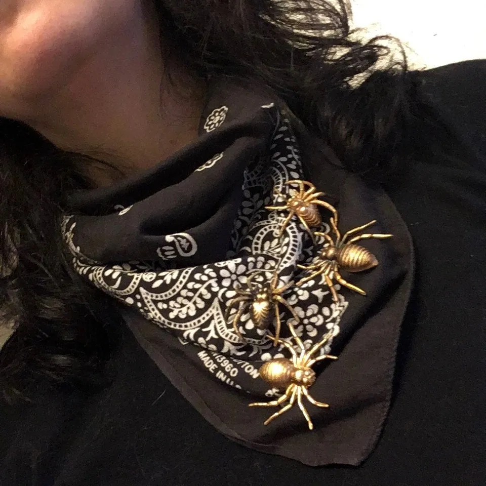 Golden Brass Spider Pin or Brooch