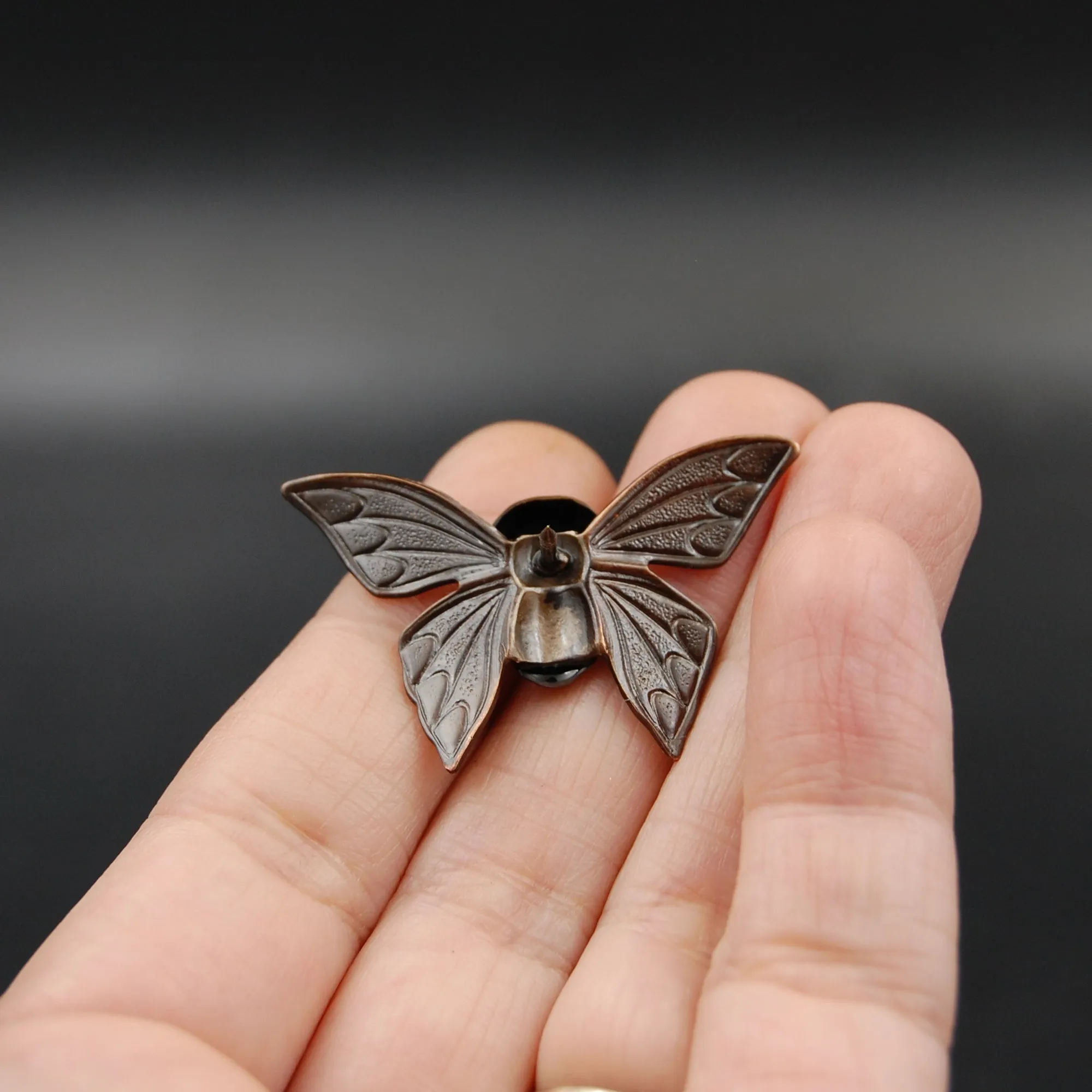 Handmade Spooky Butterfly Pin with Human Skull, Unique Brooch Perfect for Halloween