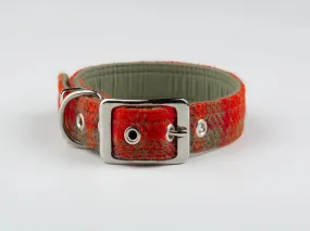 Harris Tweed Orange & Olive Check Buckle Dog Collar