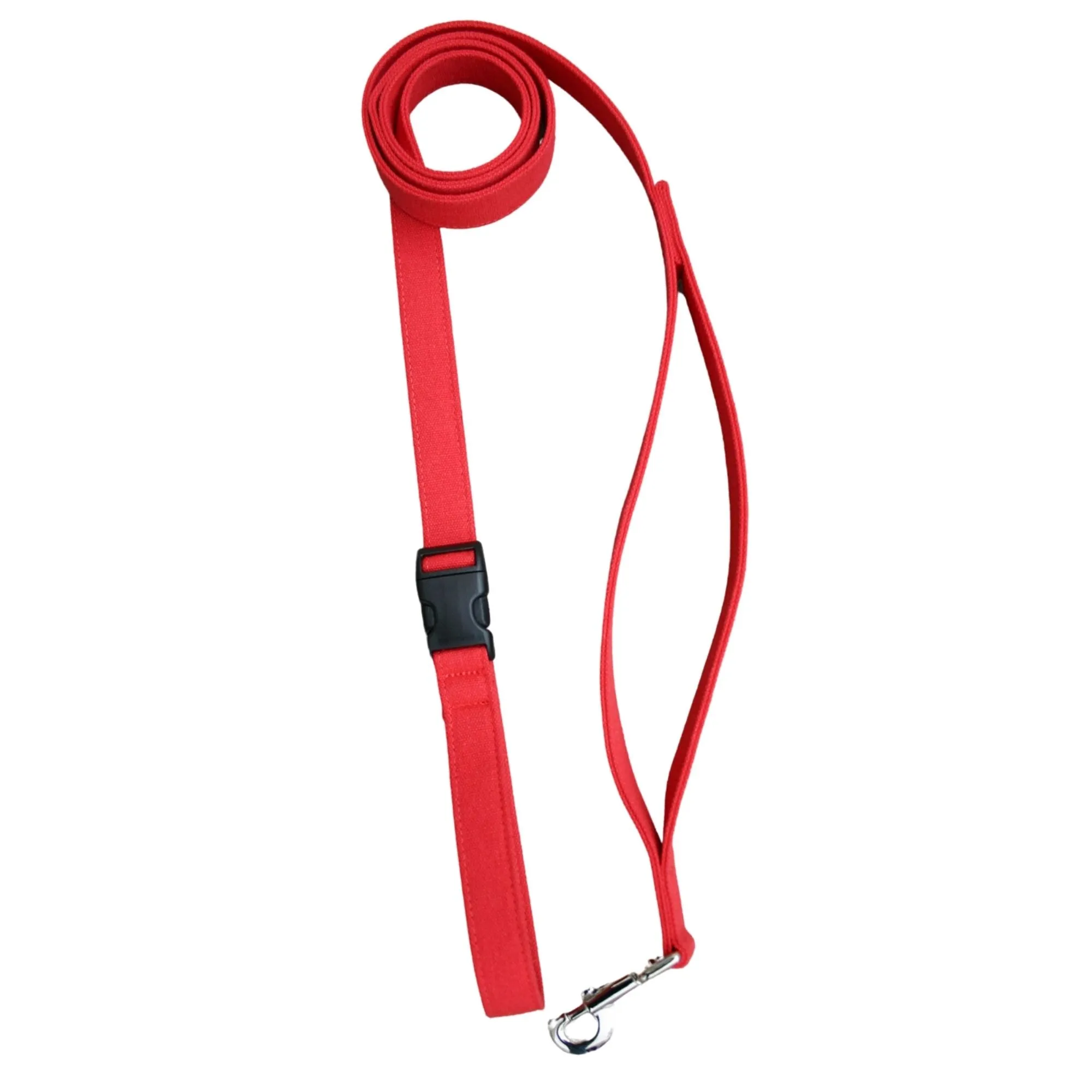 Hemp Basic Canvas Dog leash 6' City Clicker with control loop & clasp Black,Blue,Green,Red