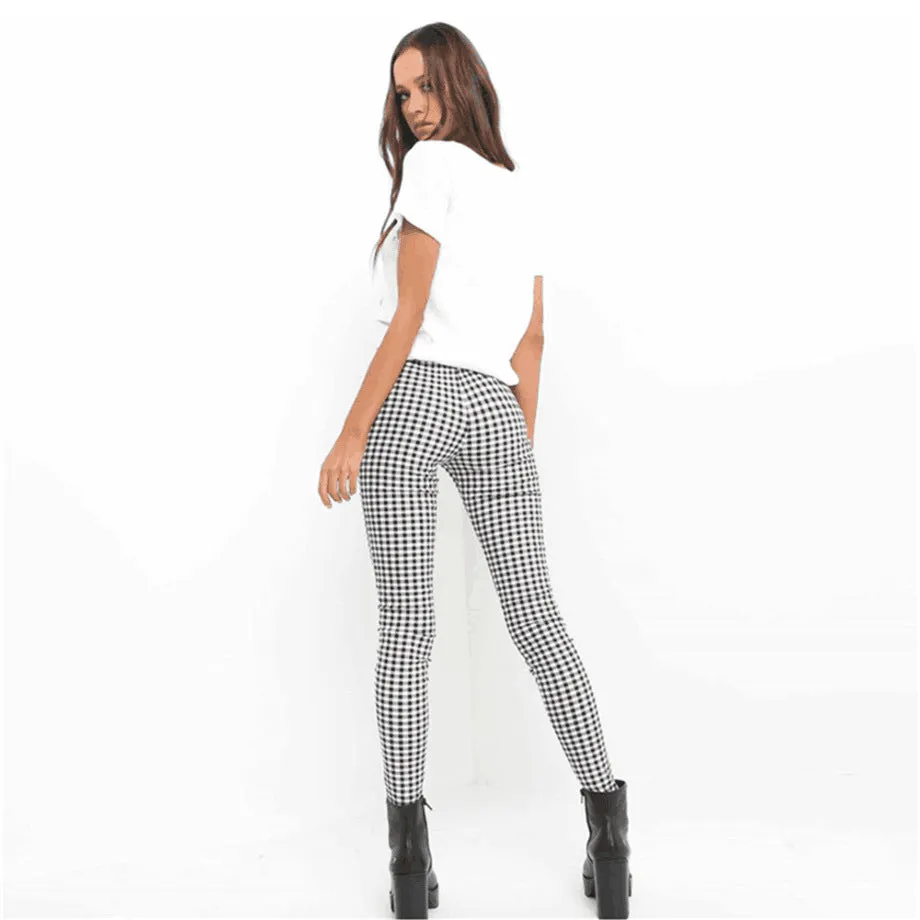 High Waist Check Pants