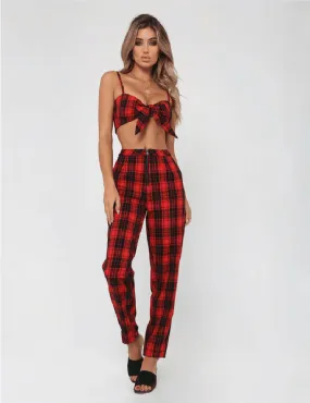 High Waist Check Pants