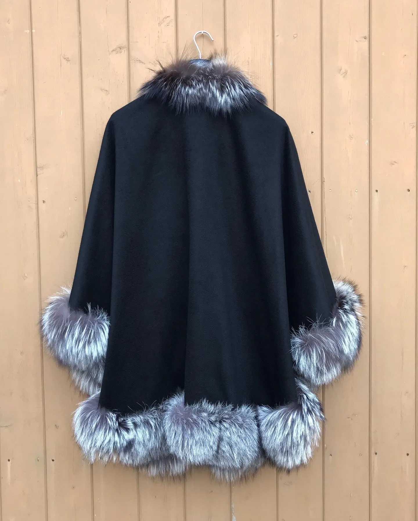 HOLT RENFREW Fox Fur Trim Poncho