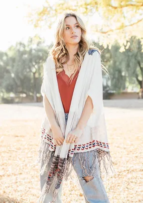 Hooded Fringe Poncho