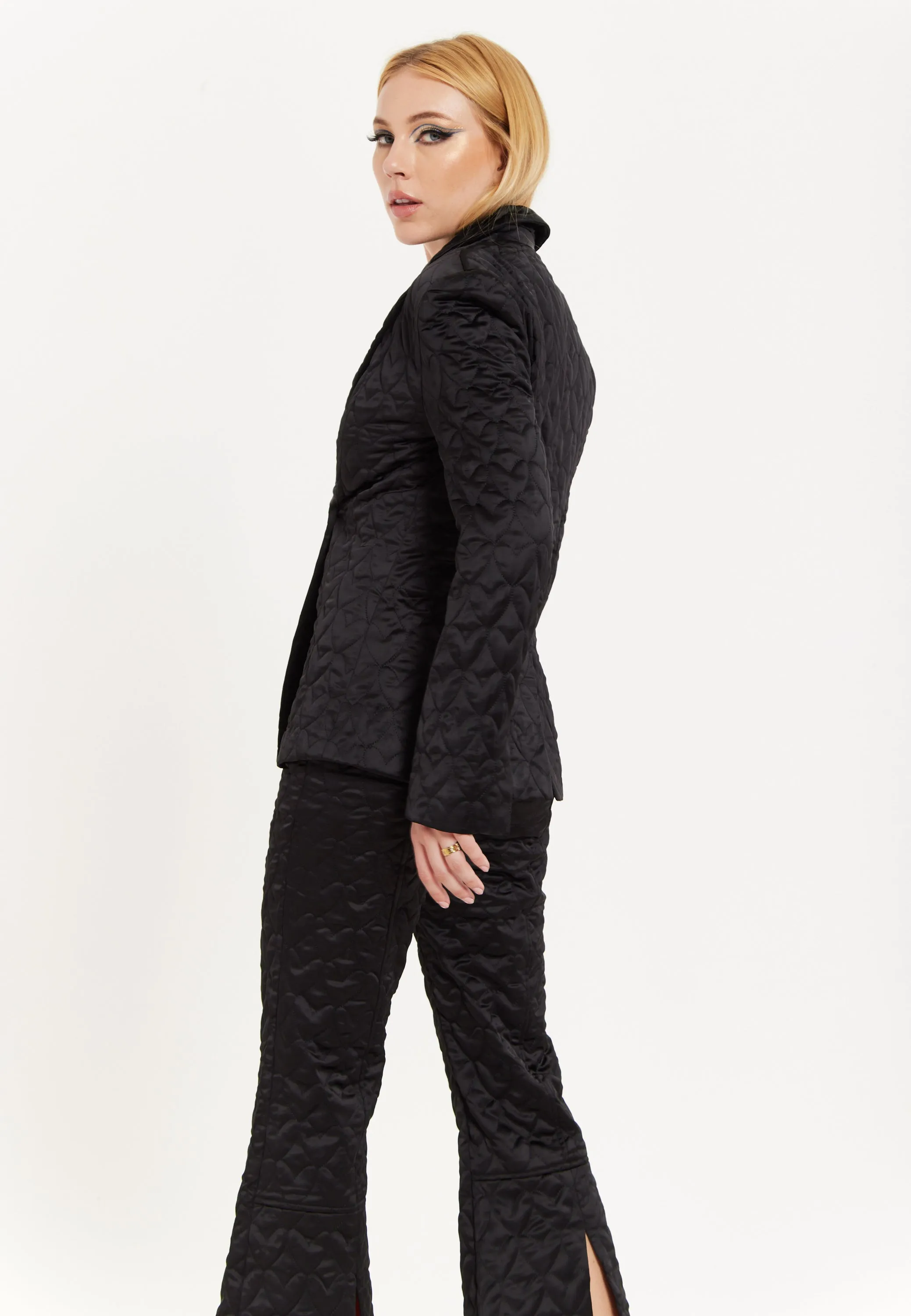 House Of Holland Heart Quilted Blazer in Black