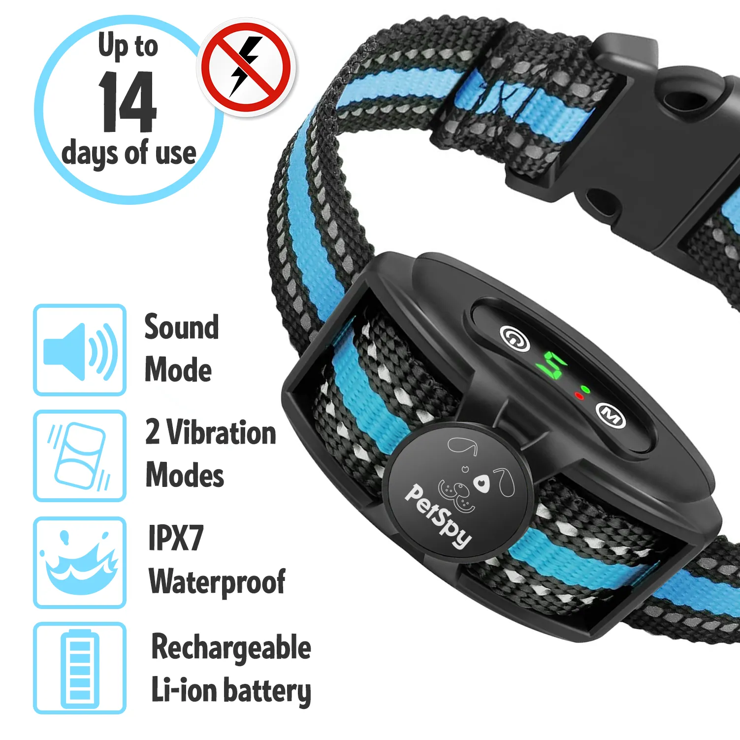 Humane dog bark collar - No Shock Bark Collar, Dual Motor